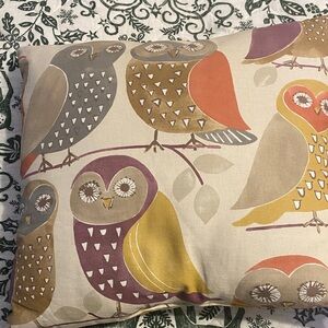 Colorful Owl Print Throw Pillow, good shape, includes 2 pillows same size
